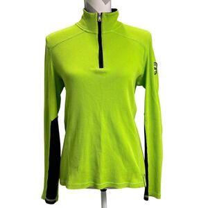 Lauren Active Ralph Lauren Half Zip Pullover Athletic Top Neon Green Black Large